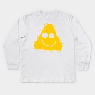 Yellow Smile Face triangle Kids Long Sleeve T-Shirt